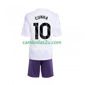 Camisolas de futebol Manchester United Matheus Cunha 10 Criança Equipamento Alternativa 2025/26 Manga Curta